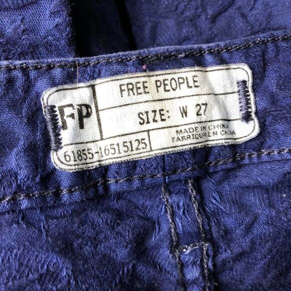 Free People 27 NWOT Womens Blue Crinkle Lace Skinny Denim Jeans Jeggings - Picture 3 of 5